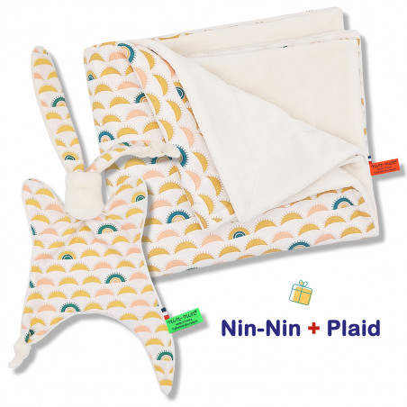 Blanket and plaid birth box Namasté. Original and made in France. Doudou Nin-Nin