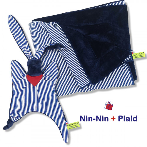 Blanket and plaid birth box Jean Paul. Original and made in France. Doudou Nin-Nin