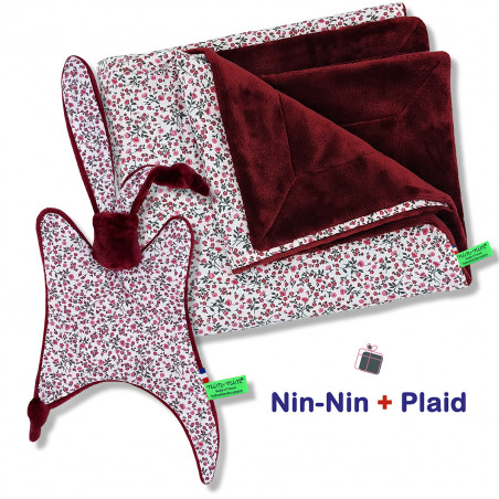 Blanket and plaid birth box Nicole. Original and made in France. Doudou Nin-Nin