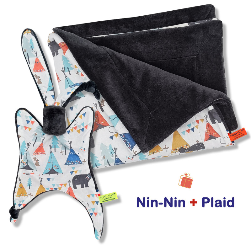 Blanket and plaid birth box Tipi. Original and made in France. Doudou Nin-Nin
