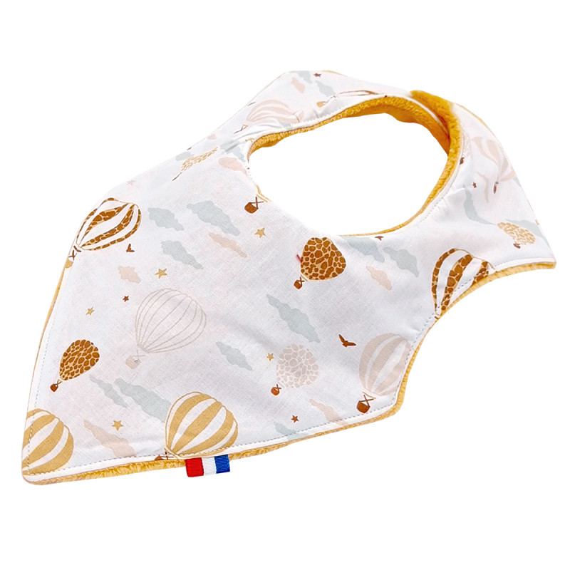 Customizable bandana bib "Montgolfière". Made in France. Nin-Nin