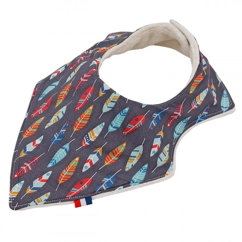 Customizable bandana bib "Plume". Made in France. Nin-Nin