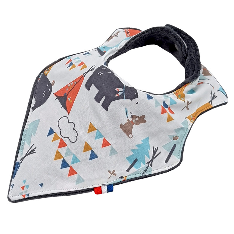 Customizable bandana bib "Tipi". Made in France. Nin-Nin