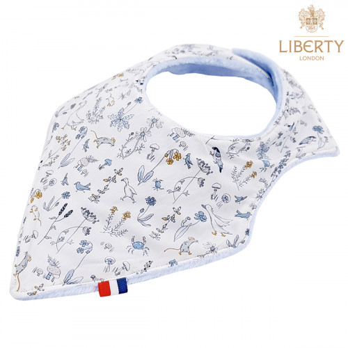 Customizable bandana bib "Blue Barn". Made in France. Nin-Nin