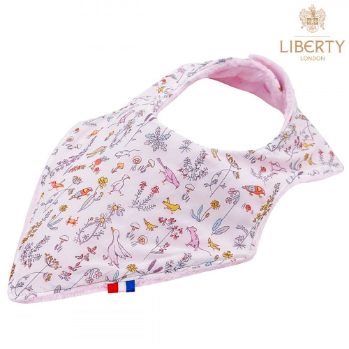 Customizable bandana bib "Pink Barn". Made in France. Nin-Nin