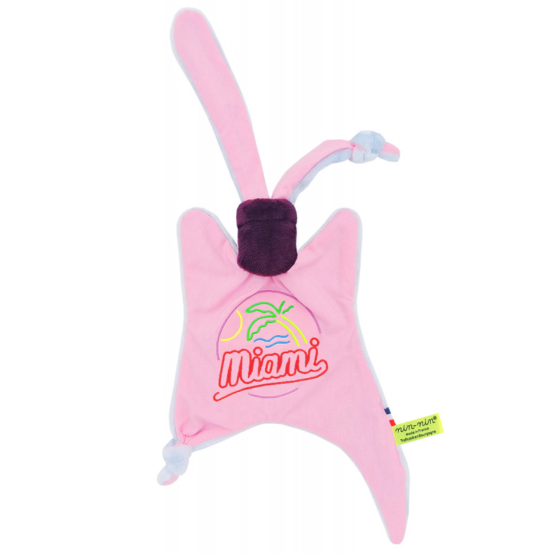 Baby comforter Miami. Personalized birth gift made in France. Doudou Nin-Nin Baby comforter Miami. Personalized birth gift made in France. Doudou Nin-Nin