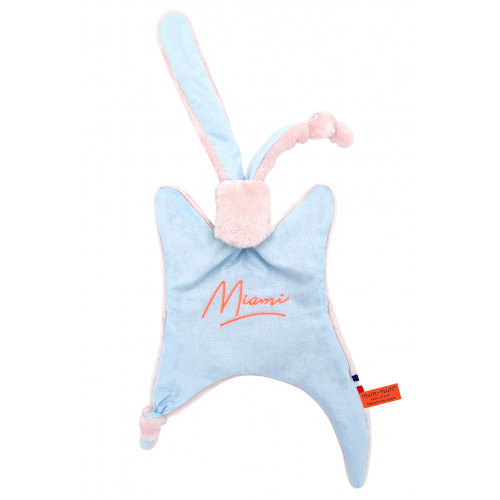 Baby comforter Miami. Personalized birth gift made in France. Doudou Nin-Nin