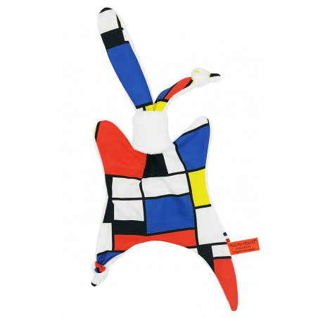 Baby comforter Le Mondrian. Personalized birth gift made in France. Nin-Nin comforter