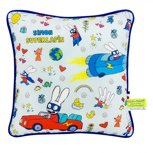 Cushion Simon Superlapin. Original birth gift customizable and made in France. Nin-Nin