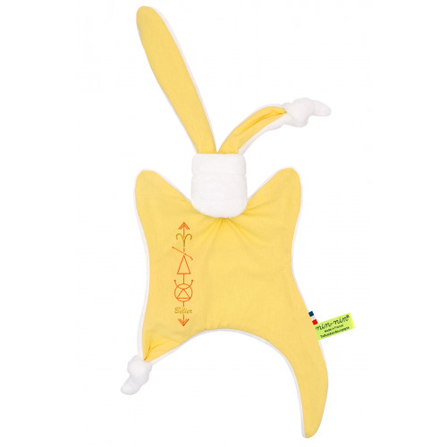 Yellow astro comforter Aries. Personalized, original birth gift, zodiac sign. Nin-Nin comforter baptism gift