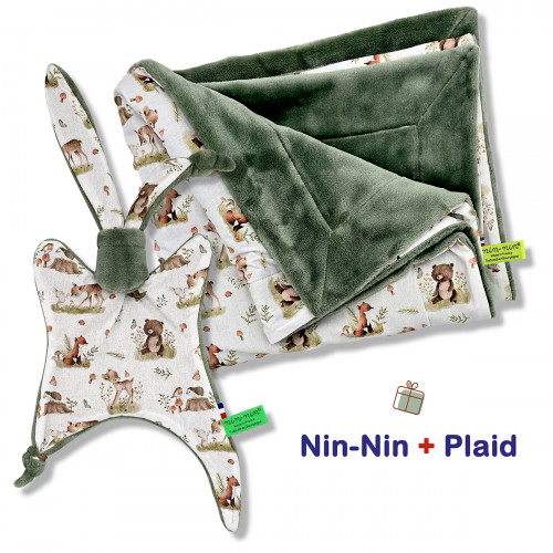 Blanket and plaid birth box. Original and made in France. Doudou Nin-Nin