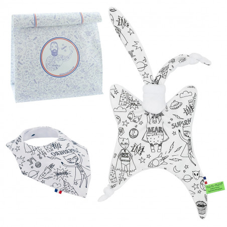 Birth Gift Baby Comforter + Bandana Bib SuperHero