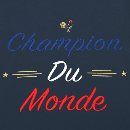 Embroidery Navy Champion Du Monde Man's T-shirt