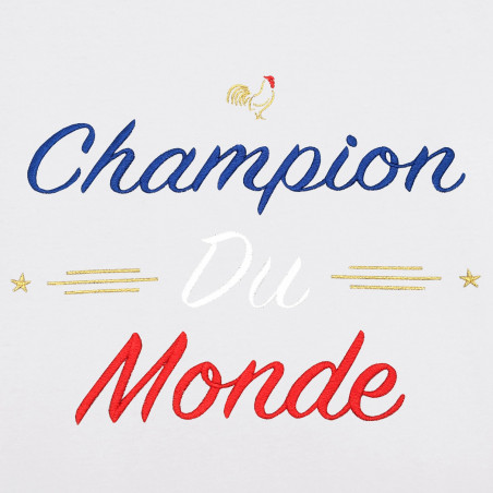 Embroidery White Champion Du Monde Man's T-shirt