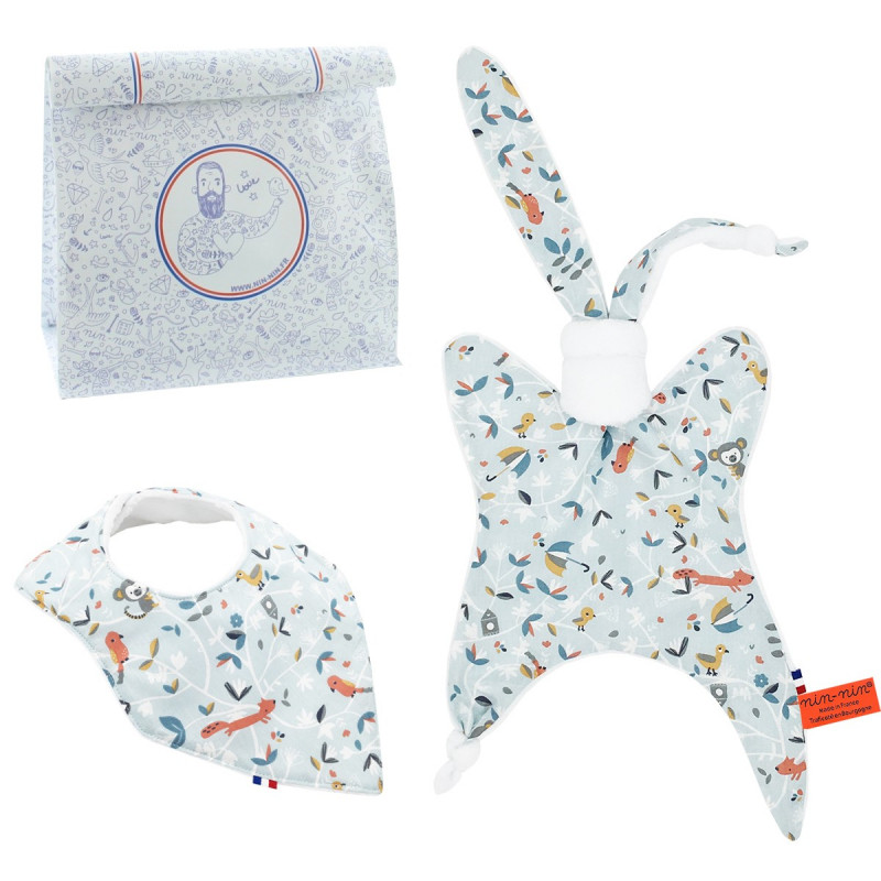 Birth Gift Baby Comforter + Bandana Bib Marinière