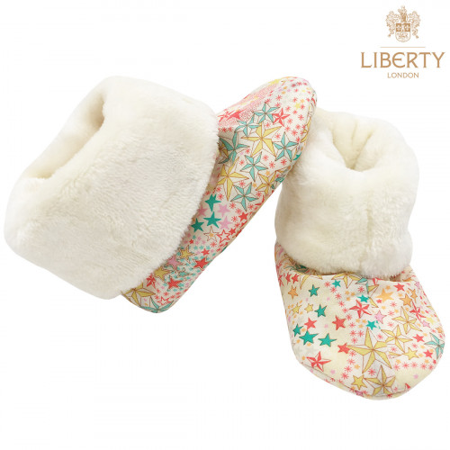 Bootee Poppy Liberty of London. Original baby birth gift made in France. Nin-Nin