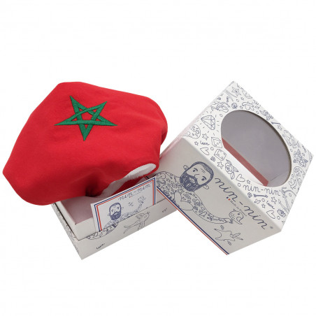 Packaging baby comforter Le Marocain. Original and personalised soft toy. Made in France. Nin-Nin brand