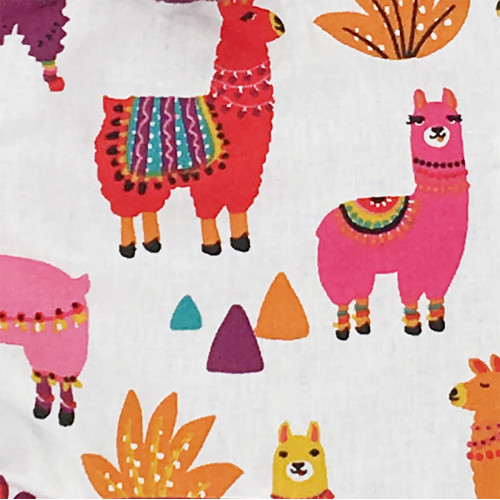 Fabric personalised baby comforter with small multicolor llamas. Original birth gift made in France. Nin-Nin