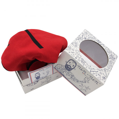 Packaging baby comforter Le Braqueur. Binge-watch easy La Casa de Papel. Personalised soft toy made in France. Nin-Nin