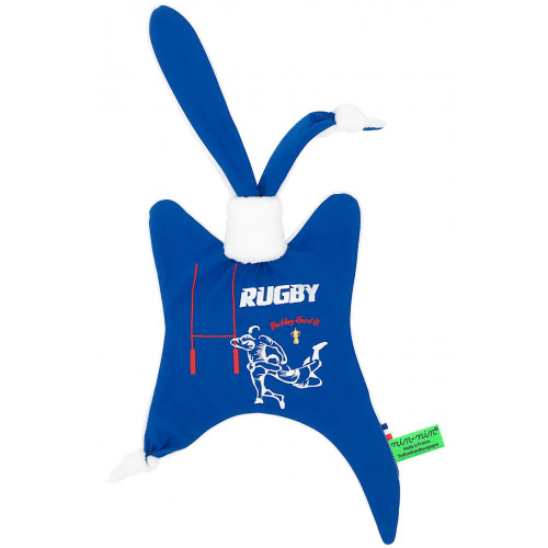 Original baby comforter The Rugby. Personalised soft toy made in France. Nin-Nin Brand