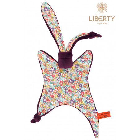 Personalised baby blanket Liberty of London Victoria. Soft toy made in France. Nin-Nin