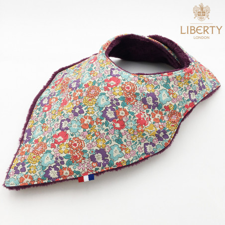 Personalised bandana bib Liberty of London Victoria. Soft toy made in France. Nin-Nin