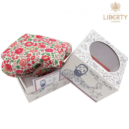 Packaging baby comforter Le Joy Liberty of London. Original and personalised birth gift made in France. Nin-Nin