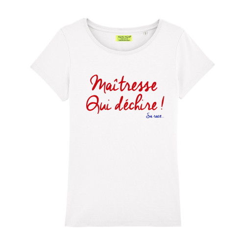 White 'Maîtresse qui déchire' woman's t-shirt. Made in france