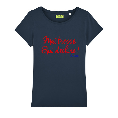 Navy 'Maîtresse qui déchire' woman's t-shirt. Made in france
