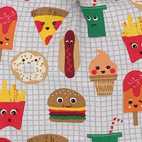 Fabric personalised blanket Le Junk Food. Original and made in France. Nin-Nin brand