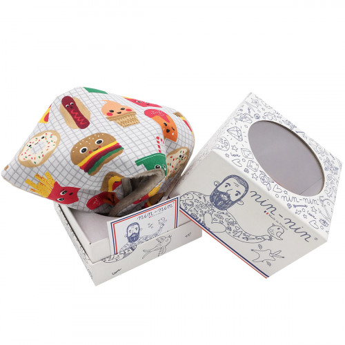 Packaging personalised blanket Le Junk Food. Original and made in France. Nin-Nin brand