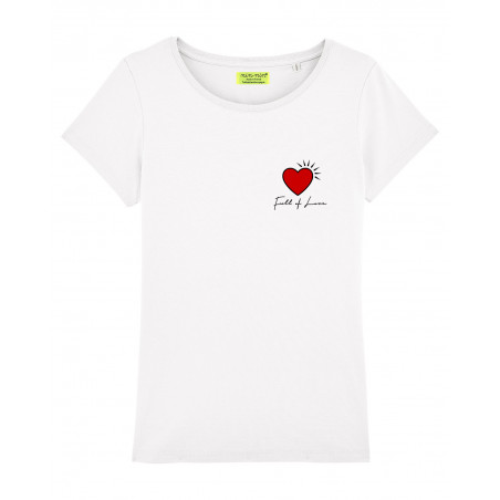 WHITE 'FULL FOR LOVE' WOMAN'S T-SHIRT. Made in France