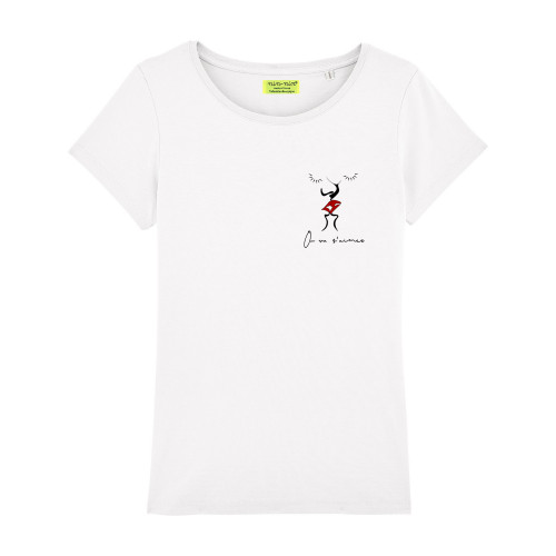 WHITE 'ON VA S'AIMER' WOMAN'S T-SHIRT. MADE IN FRANCE