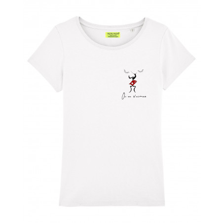 WHITE 'ON VA S'AIMER' WOMAN'S T-SHIRT. MADE IN FRANCE