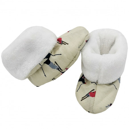 Bootee Skieur for baby. Original and cool birth gift. Manufactured in France with love.