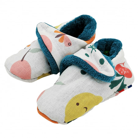 "Le Veggie" low slippers. Baby birth gift Made in France. Nin-Nin comforter