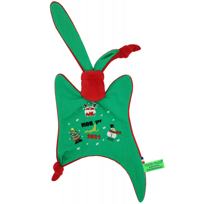 Baby comforter Le Moche de Noël. Customizable Christmas gift made in France. Nin-Nin brand Baby comforter Le Moche de Noël. Customizable Christmas gift made in France. Nin-Nin brand