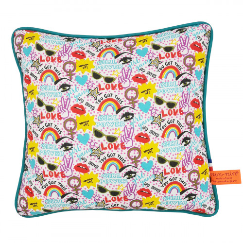 Cushion "Girl Power". Original customizable and made in France birth gift. Nin-Nin