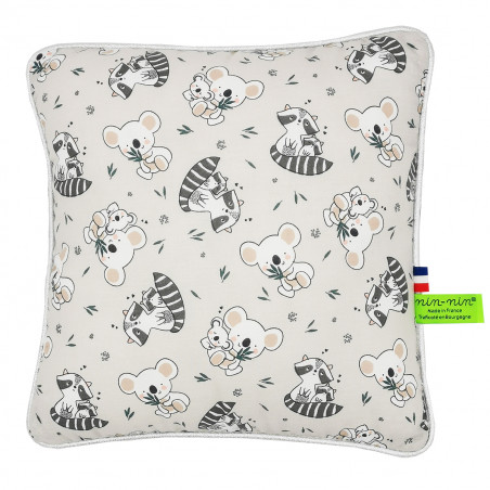 Cushion "Raccoon". Original customizable and made in France birth gift. Nin-Nin