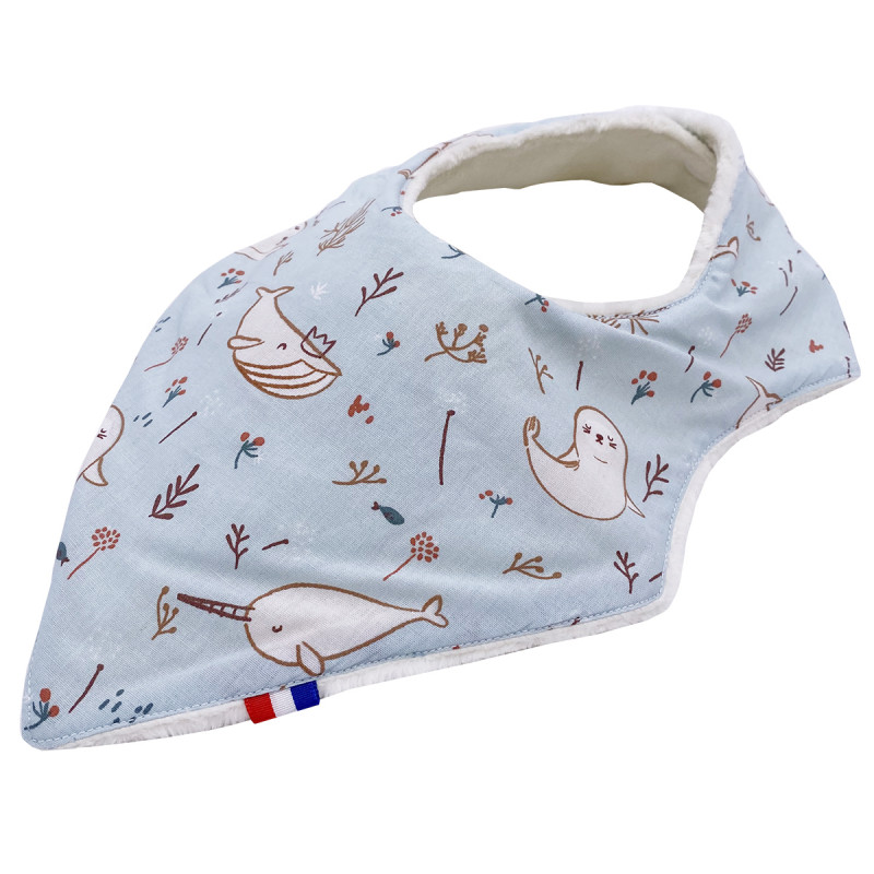 Customizable bandana bib "Le Bébé Phoque". Made in France. Nin-Nin