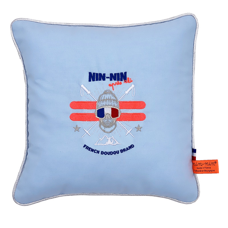 "Après Ski" cushion. Original customizable and made in France birth gift. Nin-Nin