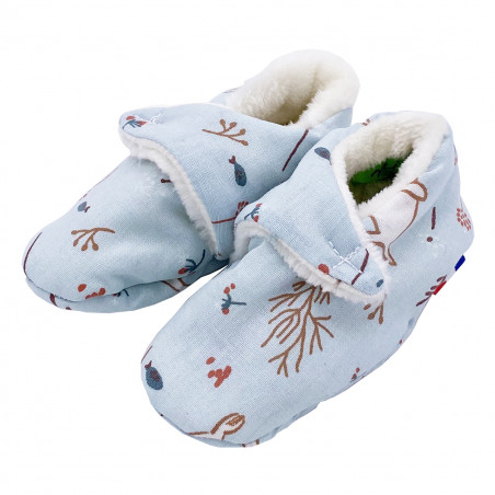 Low slippers "Le Bébé Phoque". Baby birth gift Made in France. Nin-Nin comforter