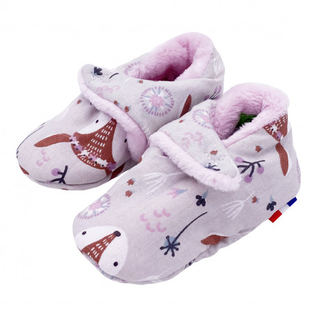 "Le Bohème" low slippers. Baby birth gift Made in France. Nin-Nin comforter