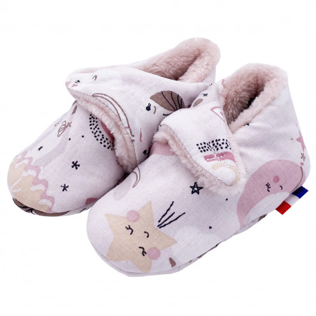 "Le Clochette" low slippers. Baby birth gift Made in France. Nin-Nin comforter