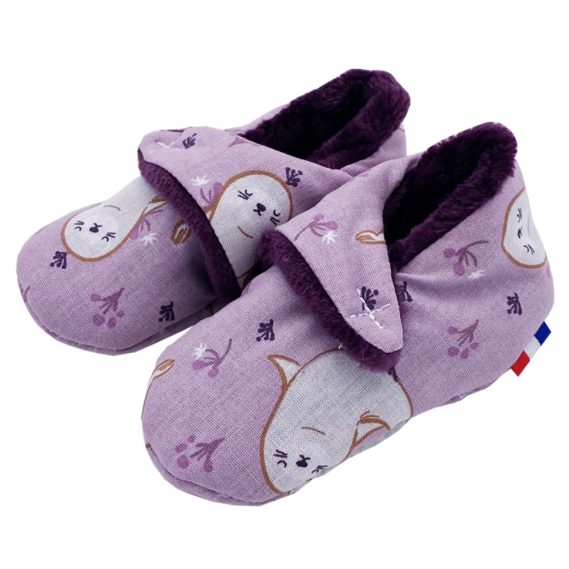 "Le What The Phoque" low slippers. Baby birth gift Made in France. Nin-Nin comforter