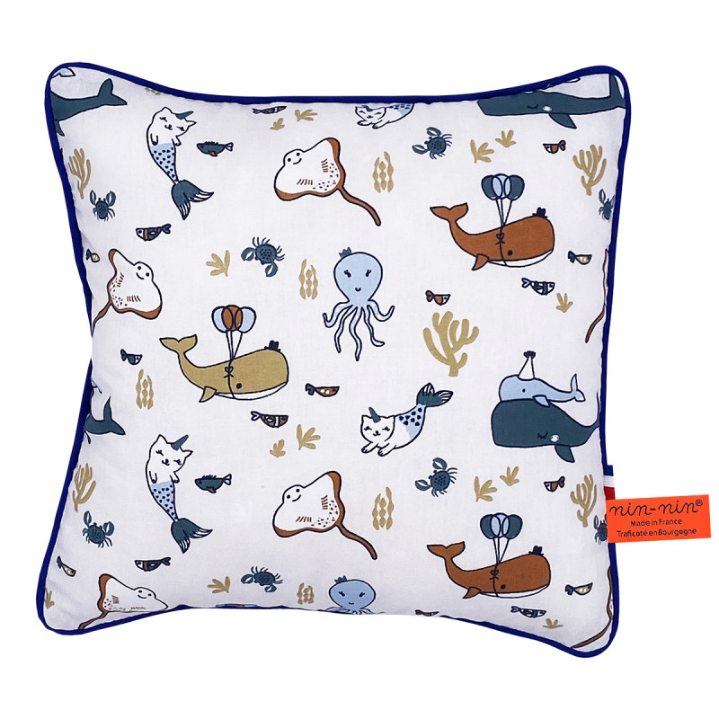 "Aquaparty" cushion. Original customizable and made in France birth gift. Nin-Nin "Aquaparty" cushion. Original customizable and made in France birth gift. Nin-Nin