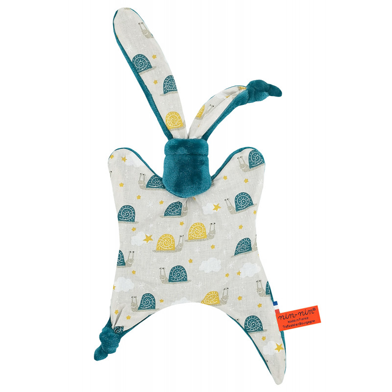 Doudou L'Escargot. Personalized birth gift made in France. Nin-Nin comforter Doudou L'Escargot. Personalized birth gift made in France. Nin-Nin comforter