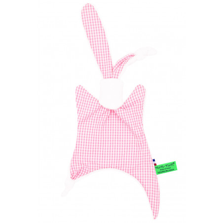 Personalised baby comforter Le Vichy Rose. Made in France