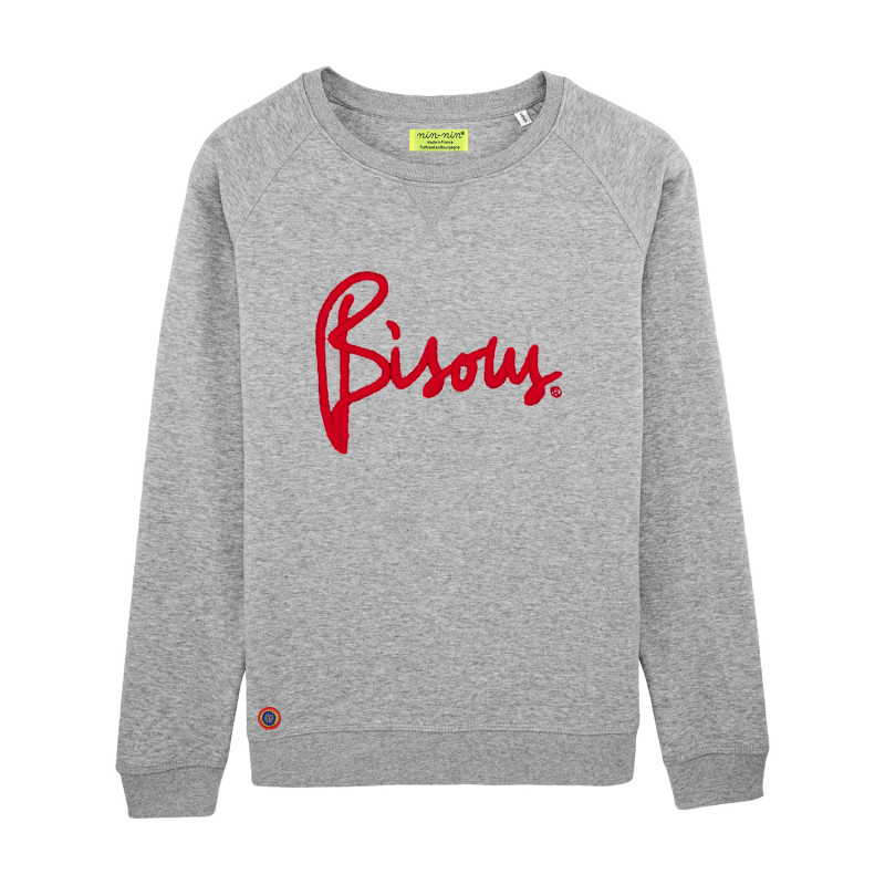 "Bisous" women's Sweat. Original gift for Valentine's Day. French made
