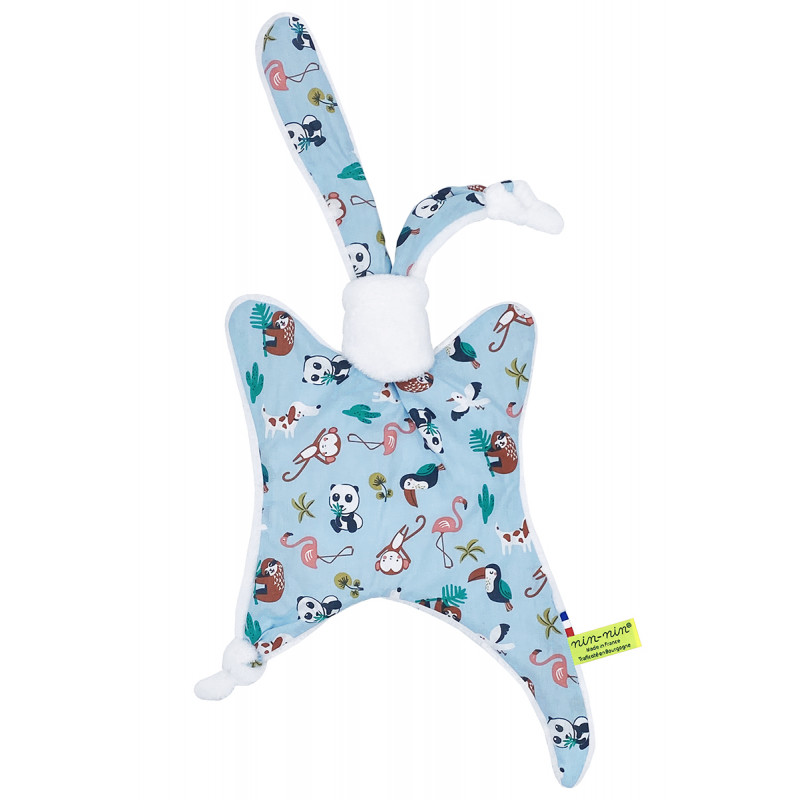 Baby Comforter L'Explorateur Blanc. Personalized birth gift made in France. Nin-Nin comforter Baby Comforter L'Explorateur Blanc. Personalized birth gift made in France. Nin-Nin comforter